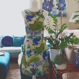 Jessica Howard Sleeveless Dress Floral Design 100% Cotton SZ 6